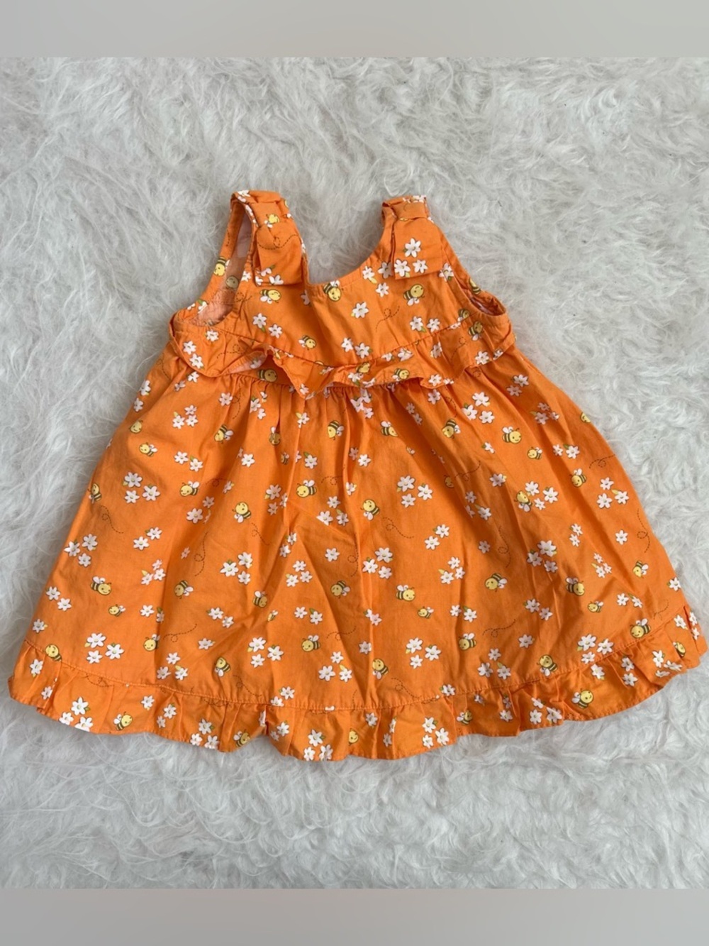 Gymboree Baby Girl Bright Orange Floral & Bee Ruffle Sundress